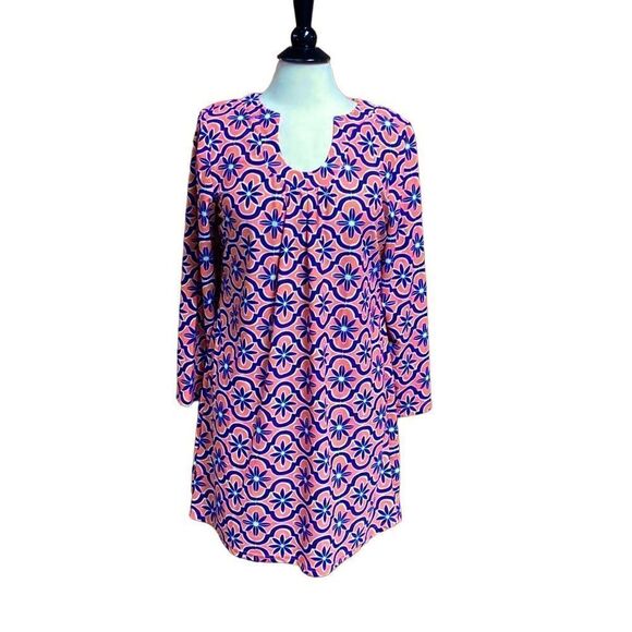 Aryeh Peach & Purple U Beck Long Sleeve Dress Size Small NEW - Picture 1 of 7